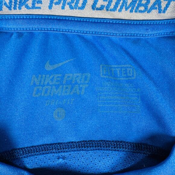 Nike Pro Combat Shirt Men's Large Blue Dri-Fit Compression Activewear Sports - Picture 5 of 11
